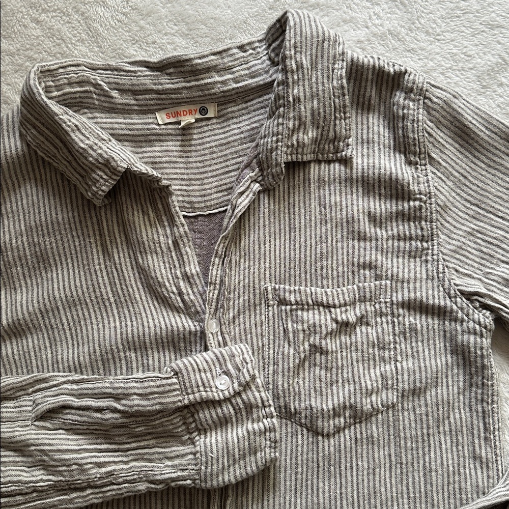 Sundry Pinstripe Gauze Button Down - image 1